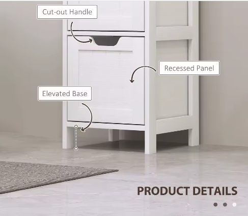 Hoog Badkamermeubel met 3 Lades en 2 Open Vakken – Compact en Modern