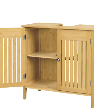 Badkamerkast 60×60×30 cm Onder Wastafel met Lattendeuren