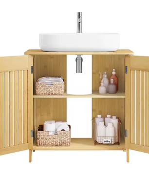Badkamerkast 60×60×30 cm Onder Wastafel met Lattendeuren