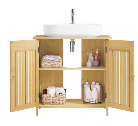 Badkamerkast 60×60×30 cm Onder Wastafel met Lattendeuren