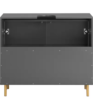 Wastafel Onderkast Grijs met Goudkleurig Frame – Badkamermeubel