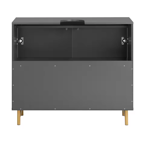 Wastafel Onderkast Grijs met Goudkleurig Frame – Badkamermeubel