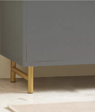 Wastafel Onderkast Grijs met Goudkleurig Frame – Badkamermeubel