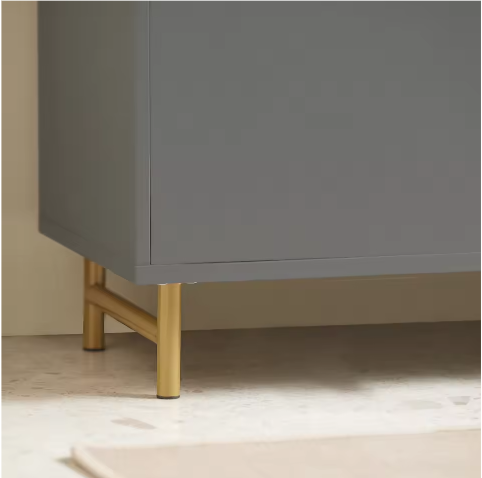 Wastafel Onderkast Grijs met Goudkleurig Frame – Badkamermeubel