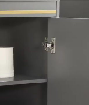 Wastafel Onderkast Grijs met Goudkleurig Frame – Badkamermeubel