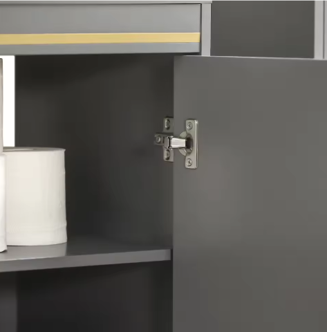 Wastafel Onderkast Grijs met Goudkleurig Frame – Badkamermeubel