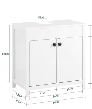 Wastafel Onderkast Badkamer – 2-Deurs Opbergkast met Verstelbare Plank, Natuurlijke Look 60×60×35 cm