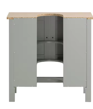 Wastafel Onderkast Badkamer – Lichtgrijs Badkamermeubel met Deuren en Open Vak 60×60×30 cm