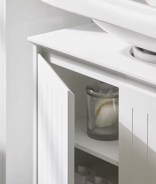 Wastafel Onderkast Badkamer – Wit Opbergmeubel met Deuren 60×60×30 cm
