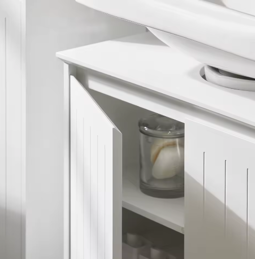 Wastafel Onderkast Badkamer – Wit Opbergmeubel met Deuren 60×60×30 cm