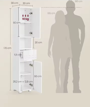 Badkamer Ladekast met Kastdeuren, Lade en Verstelbare Planken