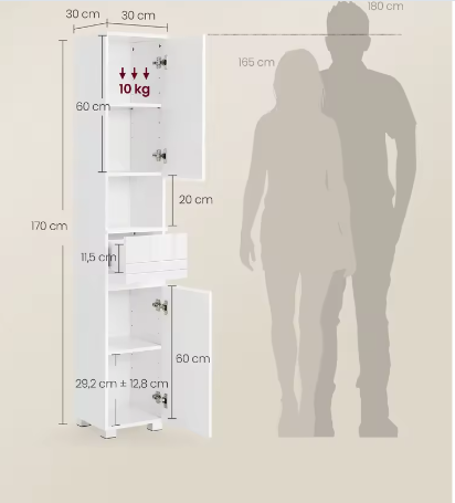 Badkamer Ladekast met Kastdeuren, Lade en Verstelbare Planken