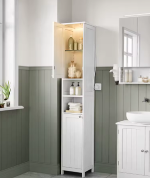 Hoge Badkamer Ladekast met Verlichting en Verstelbare Planken