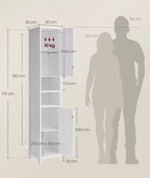 Hoge Badkamer Ladekast met Verlichting en Verstelbare Planken