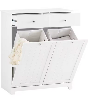 Badkamerkast met Wasmand en 2 Lades – Moderne Waskast van MDF, 78 × 90 × 38 cm