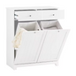 Badkamerkast met Wasmand en 2 Lades – Moderne Waskast van MDF, 78 × 90 × 38 cm