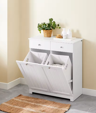 Badkamerkast met Wasmand en 2 Lades – Moderne Waskast van MDF, 78 × 90 × 38 cm