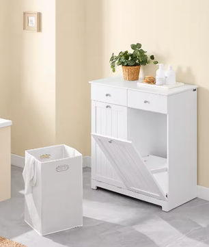 Badkamerkast met Wasmand en 2 Lades – Moderne Waskast van MDF, 78 × 90 × 38 cm
