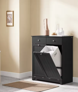 Badkamerkast met Wasmand en 2 Lades – Moderne Waskast van MDF, 78 × 90 × 38 cm
