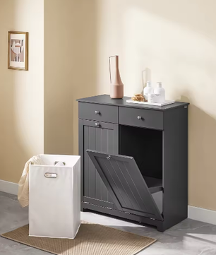 Badkamerkast met Wasmand en 2 Lades – Moderne Waskast van MDF, 78 × 90 × 38 cm