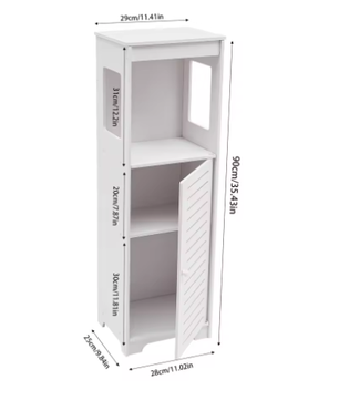 Badkamer Opbergkast met Deur en Planken – PVC Organizer 28 × 25 × 90 cm