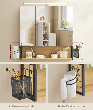 Badkamer Spiegelkast met Verlichting, Opbergruimte en Deuren