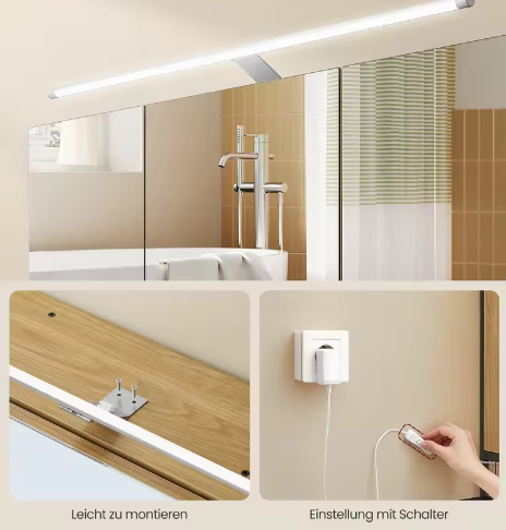 Badkamer Spiegelkast met Verlichting, Opbergruimte en Deuren