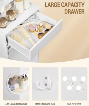 Hoge Badkamerkast met Wasmand, Deur en Lade – Ruim Opbergmeubel Wit