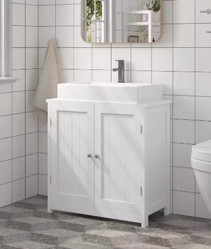 Badkamerkast Onder Wastafel – Vloerstaande Organizer met 2 Deuren, 60x30x60 cm