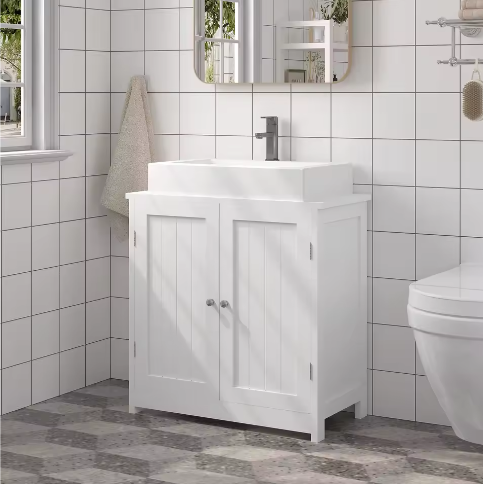Badkamerkast Onder Wastafel – Vloerstaande Organizer met 2 Deuren, 60x30x60 cm