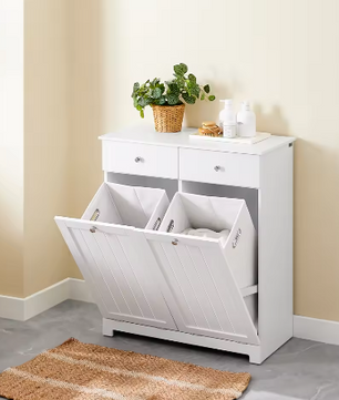 Badkamergarderobe met Wasmanden en 2 Lades – Moderne Waskast van MDF, 78x38x90 cm