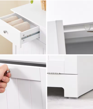 Badkamergarderobe met Wasmanden en 2 Lades – Moderne Waskast van MDF, 78x38x90 cm