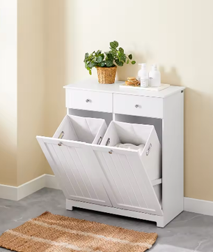 Badkamergarderobe met Wasmanden en 2 Lades – Moderne Waskast van MDF, 78x38x90 cm