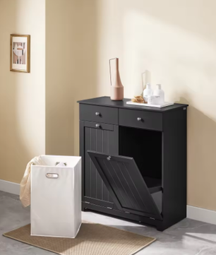 Badkamergarderobe met Wasmanden en 2 Lades – Moderne Waskast van MDF, 78x38x90 cm