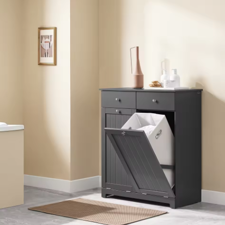 Badkamergarderobe met Wasmanden en 2 Lades – Moderne Waskast van MDF, 78x38x90 cm