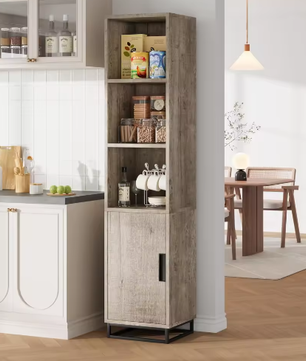 Smal Badkamermeubel 178 cm – Hoge Opbergkast met Deur en Verstelbare Plank