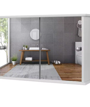 Witte Badkamerkast met Spiegeldeuren – Wandkast van MDF 55×14×36 cm