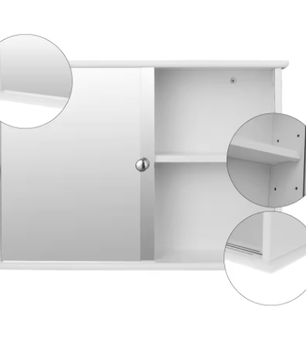 Witte Badkamerkast met Spiegeldeuren – Wandkast van MDF 55×14×36 cm