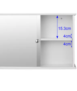 Witte Badkamerkast met Spiegeldeuren – Wandkast van MDF 55×14×36 cm