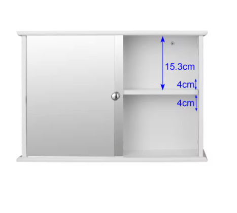 Witte Badkamerkast met Spiegeldeuren – Wandkast van MDF 55×14×36 cm