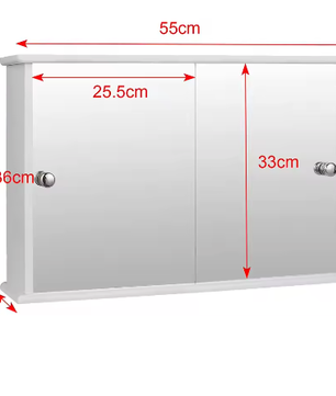Witte Badkamerkast met Spiegeldeuren – Wandkast van MDF 55×14×36 cm
