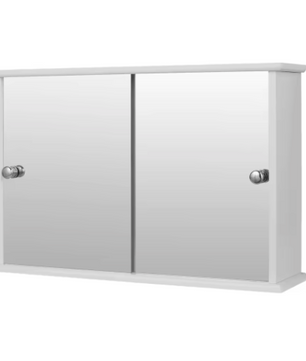 Witte Badkamerkast met Spiegeldeuren – Wandkast van MDF 55×14×36 cm