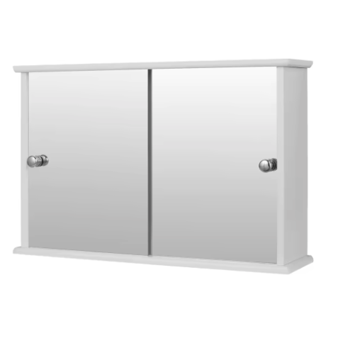Witte Badkamerkast met Spiegeldeuren – Wandkast van MDF 55×14×36 cm