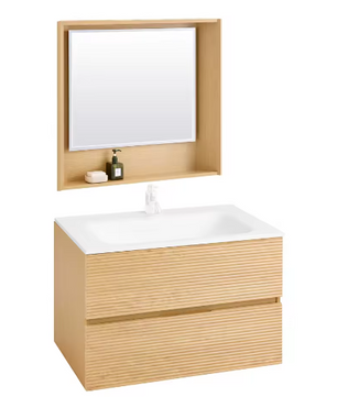 Badkamermeubelset met wastafel, onderkast en spiegel – Natuur
