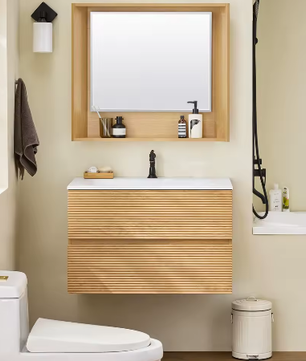 Badkamermeubelset met wastafel, onderkast en spiegel – Natuur