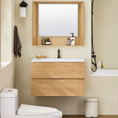 Badkamermeubelset met wastafel, onderkast en spiegel – Natuur