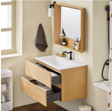 Badkamermeubelset met wastafel, onderkast en spiegel – Natuur
