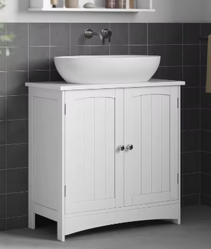 Wastafel Onderkast Badkamer met 2 Deuren en Verstelbare Plank – 30×60×60 cm