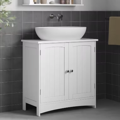 Wastafel Onderkast Badkamer met 2 Deuren en Verstelbare Plank – 30×60×60 cm