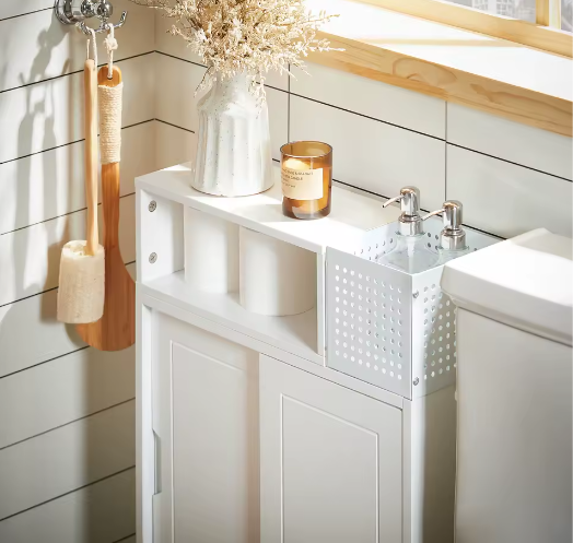 Smalle Nichekast Badkamer met Schuifdeuren en Wielen – 17×69×52 cm